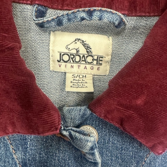 Jordache Denim Jacket with Burgundy Collar - Picture 5 of 10
